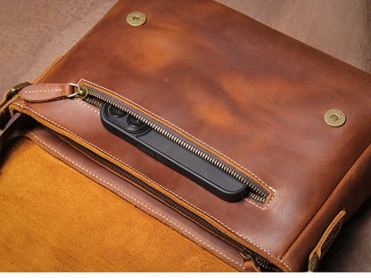 Men's High Quality Genuine Leather Shoulder Bag Vintage Flap Crazy Horse Cowhide Messenger Bag Daily Casual Crossbody Bags