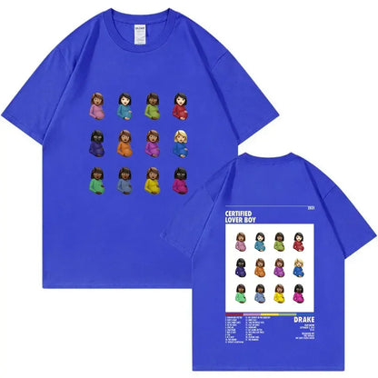 Rapper Drake Certified Lover Boy Album Print Graphic T Shirt Unisex Hip Hop Fashion T-shirt Men's 100% Cotton Oversized T-shirts