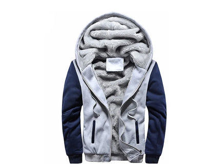 New Men's Hoodies Jacket Winter Thick Warm Fleece Zipper Hoodies Coat Casual Tracksuit Sportwear Male Sweatshirts M~ 5XL
