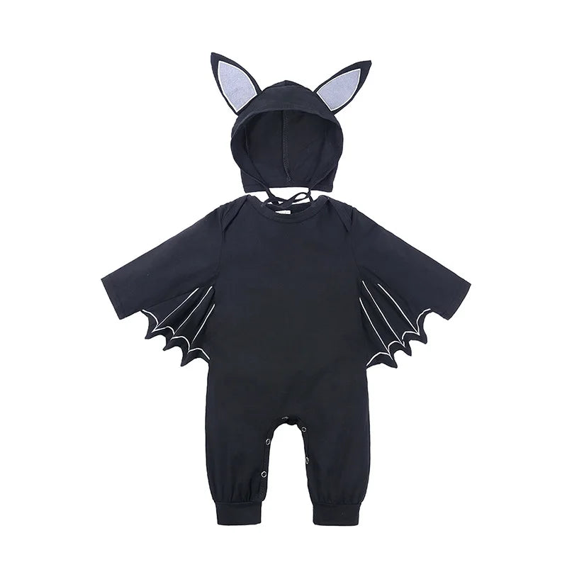 Baby's First Halloween Costume Black Bat Romper Jumpsuit Infant Boys Girls Purim Party Carnival Fancy Dress Cosplay Long Short
