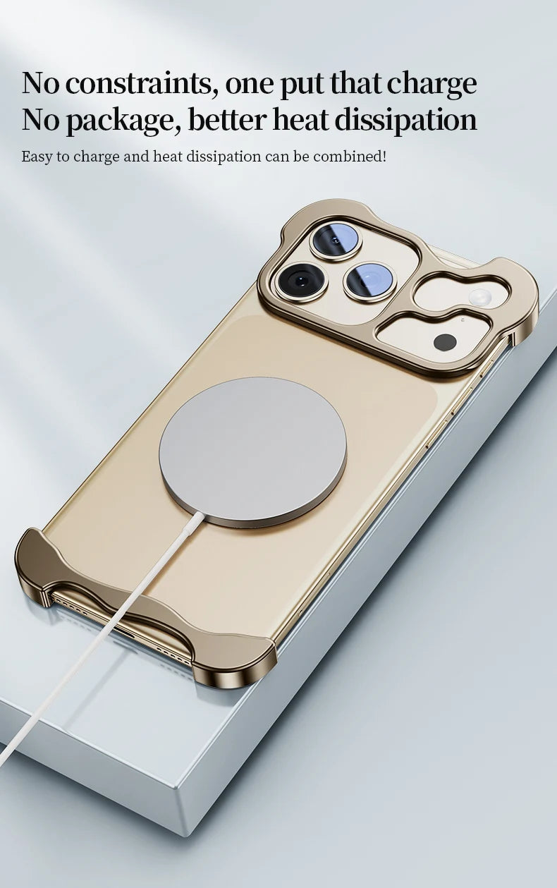 Luxury Irregular Metal Bumper Phone Case For iPhone 17 Air Pro Max Aluminum Shockproof Corner Pads Plating Ultra Thin Back Cover