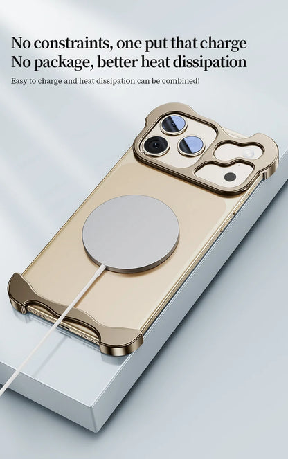 Luxury Irregular Metal Bumper Phone Case For iPhone 17 Air Pro Max Aluminum Shockproof Corner Pads Plating Ultra Thin Back Cover