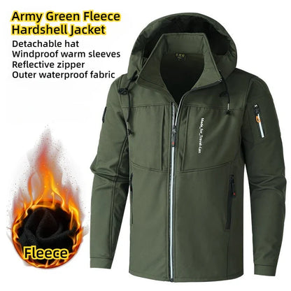 Men's Outdoor Jackets Fleece Lining Windbreaker Waterproof Winter Warm Jacket for Men Detachable Hat Men's Coats