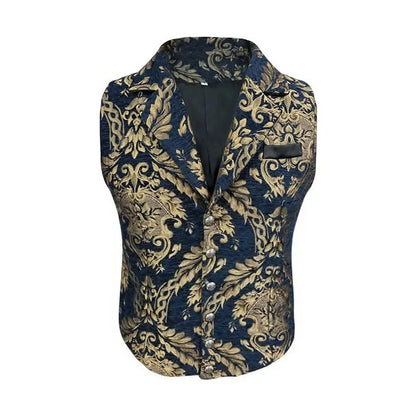 Four Seasons Men Suit Vest Contrast Color Printed Male Vest Slim Single-breasted Sleeveless Versatile Man Waistcoat