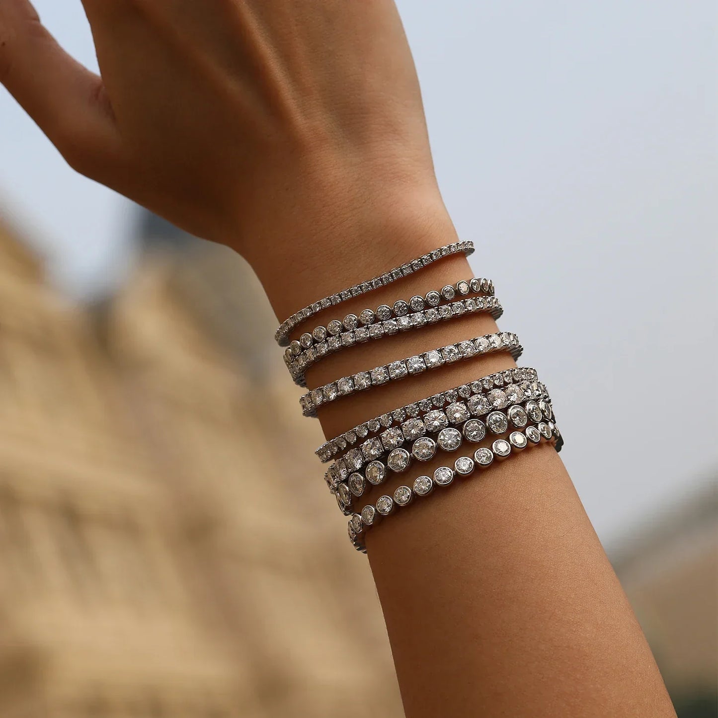 D Color VVS1 Moissanite Tennis Bracelet 925 Sterling Silver Single Classic Bracelets With Box for Women Man Fine Jewelry