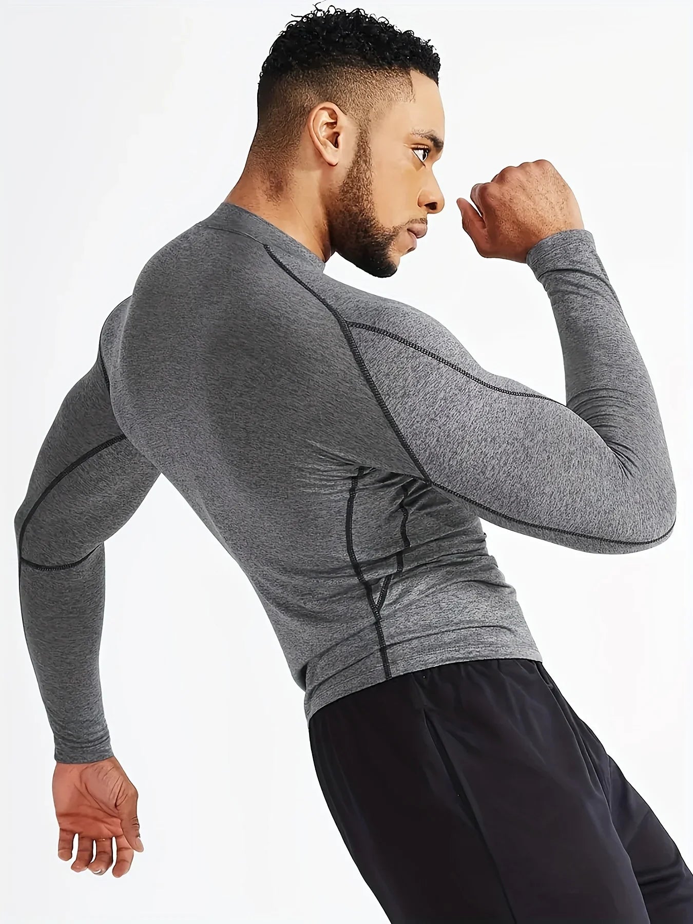 Fitness tight fitting men's long sleeved sports running basketball elastic base shirt with quick absorption and sweat wicking pr