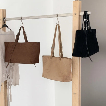 Retro Faux Suede Tote Women Bag Large Capacity Shoulder Bags for Women 2026 Matte Texture Designer Handbags and Purses Shopper