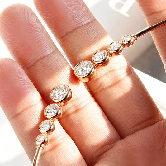 Luxury Round Bezel Bubble Moissanite Open Choker Neck Chain for Women S925 Silver 4-Stone Diamond Cuff Collar Necklace Gift
