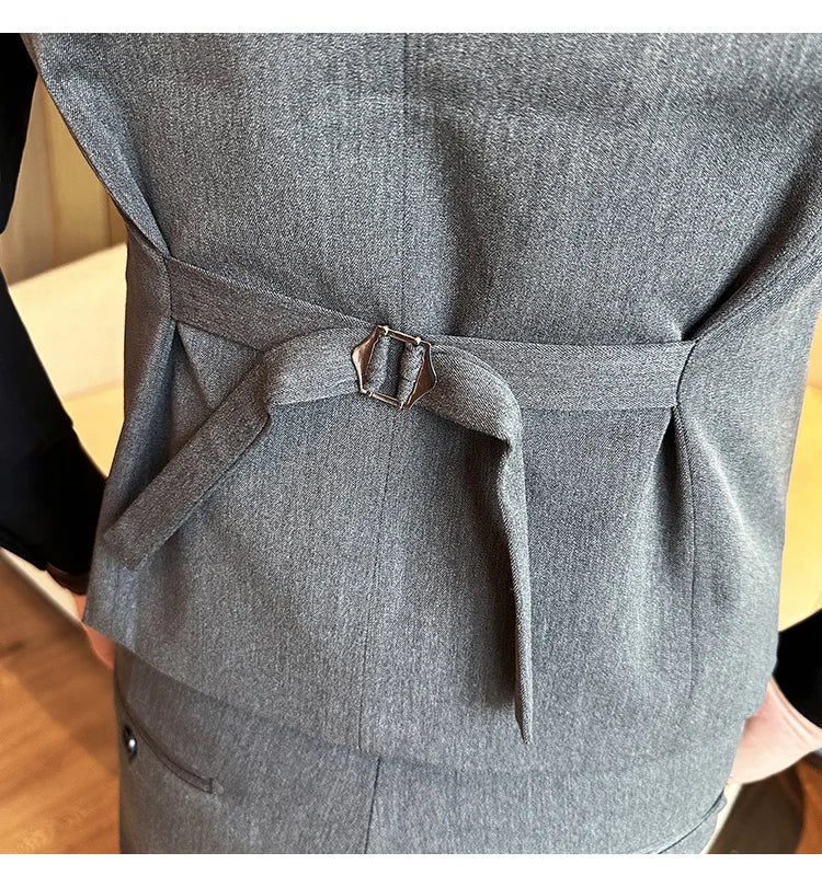 ( Vest + Pants) Men Luxury High Quality Business Suit Vest 2 pieces Formal Groom Wedding Dress Vest Set Fashion Club Clothing