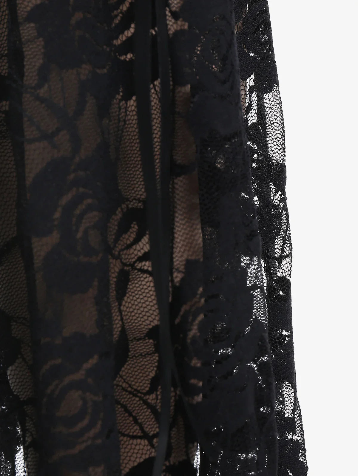 Plus Size Womens Pull On Flare Pants Gothic High Waist Overlength Lace Panel With Lace-up Pleated Trousers Skinny Pants