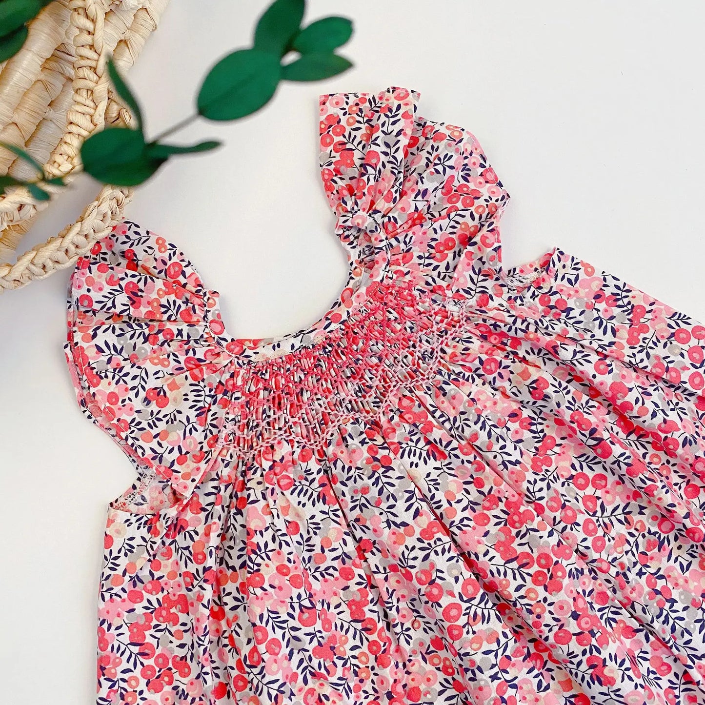 Summer Floral Smocked Vest Dress for Girls Vestidos European Style Baby Dresses Soft Breathable Cotton Children Beach Dress