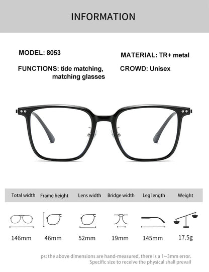 Simple Fashion Large Frame Geometric Square Glasses Can Be Customized Prescription Anti-blue Light Glasses Reading Glasses