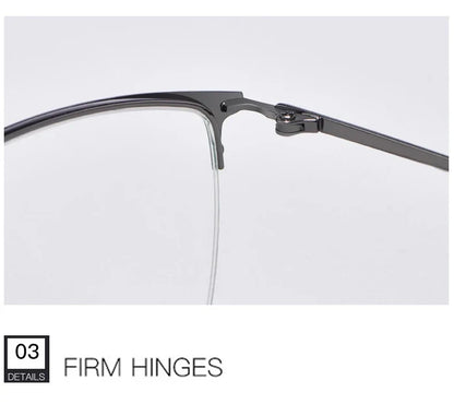 New Titanium Rectangular Classic Business Half-rim Anti-blue Light Reading Glasses Men's Customizable Prescription 8017JX