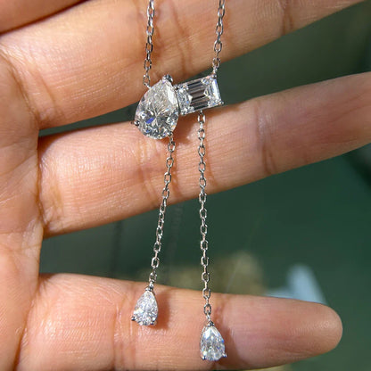 4cttw Emerald Pear Cut Moissanite Pendant Necklace for Women Sparkling Multi Stone Pendant S925 Silver Wedding Party Jewelry