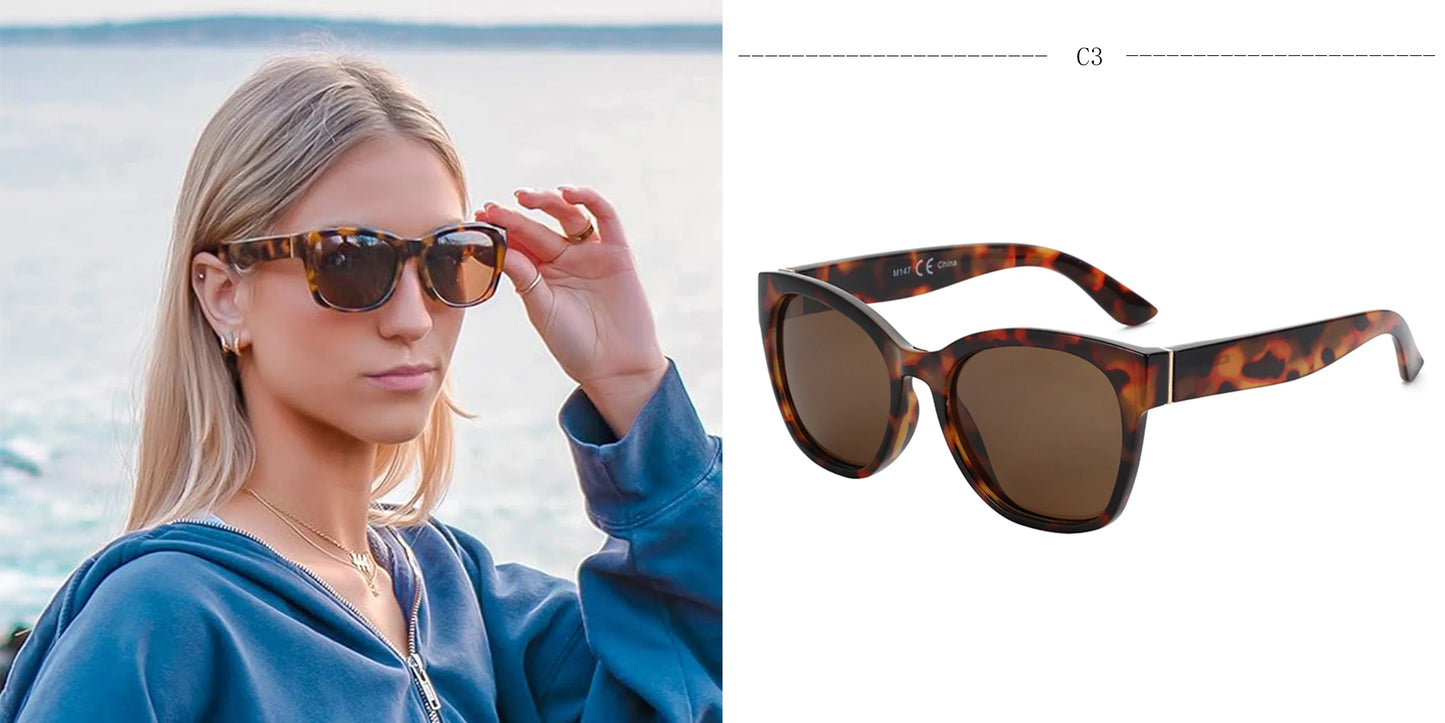 Fashion Original Thick Butterfly Frame Polarized Sunglasses for Women Chunky Uv400 Protection Shade Cat Eye Sun Glasses