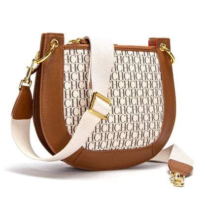 Women's Saddle Bag 2024 New Splicing Design Single Shoulder Bag with Detachable Wide Shoulder Strap