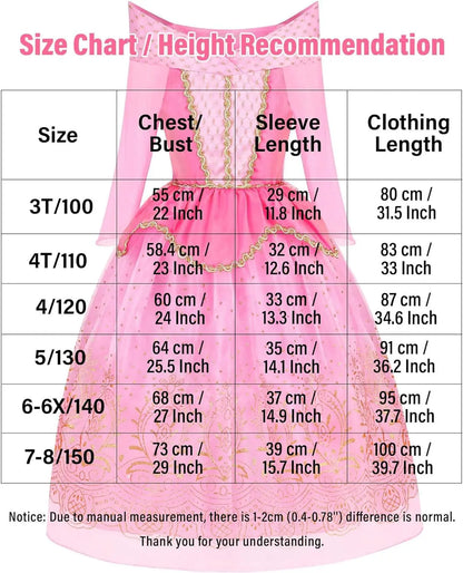 Sleeping Beauty Aurora Princess Dress Cosplay Off Shoulder Kids Gifts Fancy Halloween Party Girl Baby Lace Dress Set