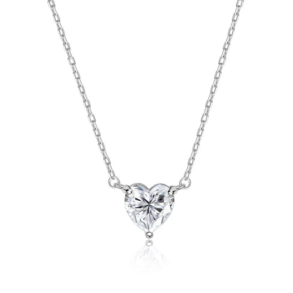1-3Carat Heart Cut Moissanite Pendant Necklace for Women S925 Silver 18k Gold Plated Solitaire Necklace Jewelry Anniversary Gift