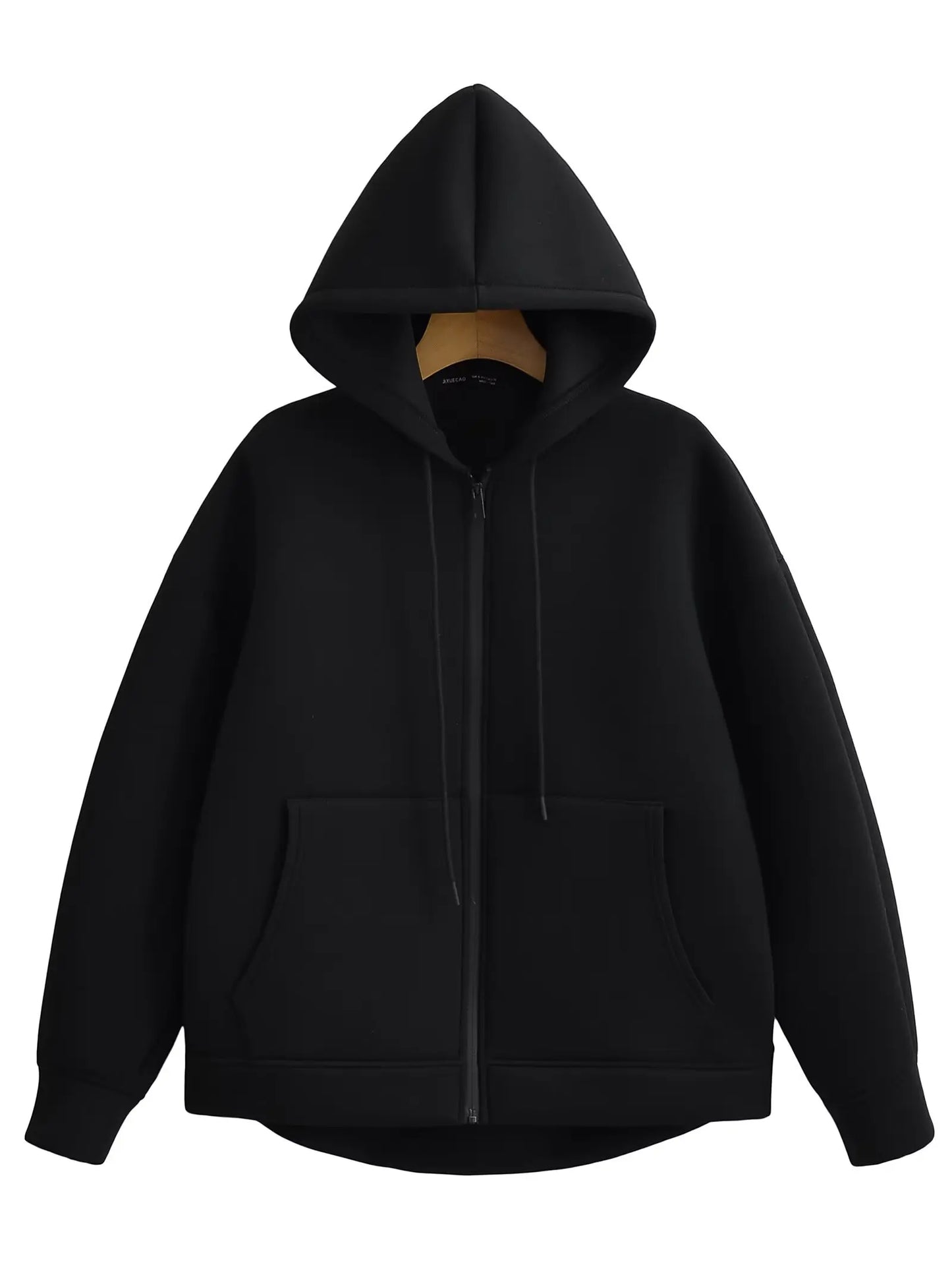 2026 Casual Women's Soild Zipper Hoodie Long Sleeve Big Pocket Zipper Jacket With Hood Female Loose Outerwear Coat Tops