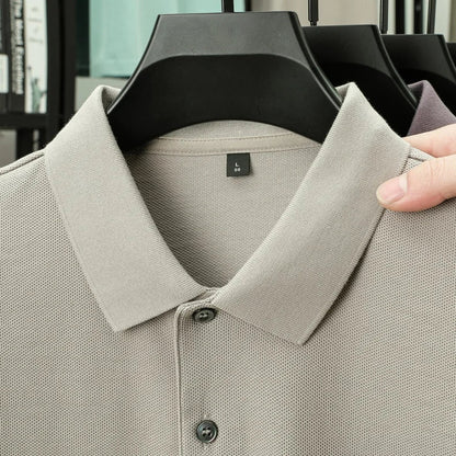 100% pure cotton new men's short sleeved summer comfortable breathable polo shirt, high-end brand designer embroidered T-shirt