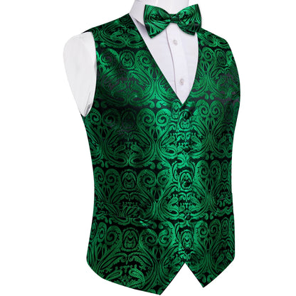 Men Wedding Vest Suit White Black Paisley Sleeveless Waistcoat for Man Shirt Accessories Fromal Bowtie Pocket Square Cufflinks