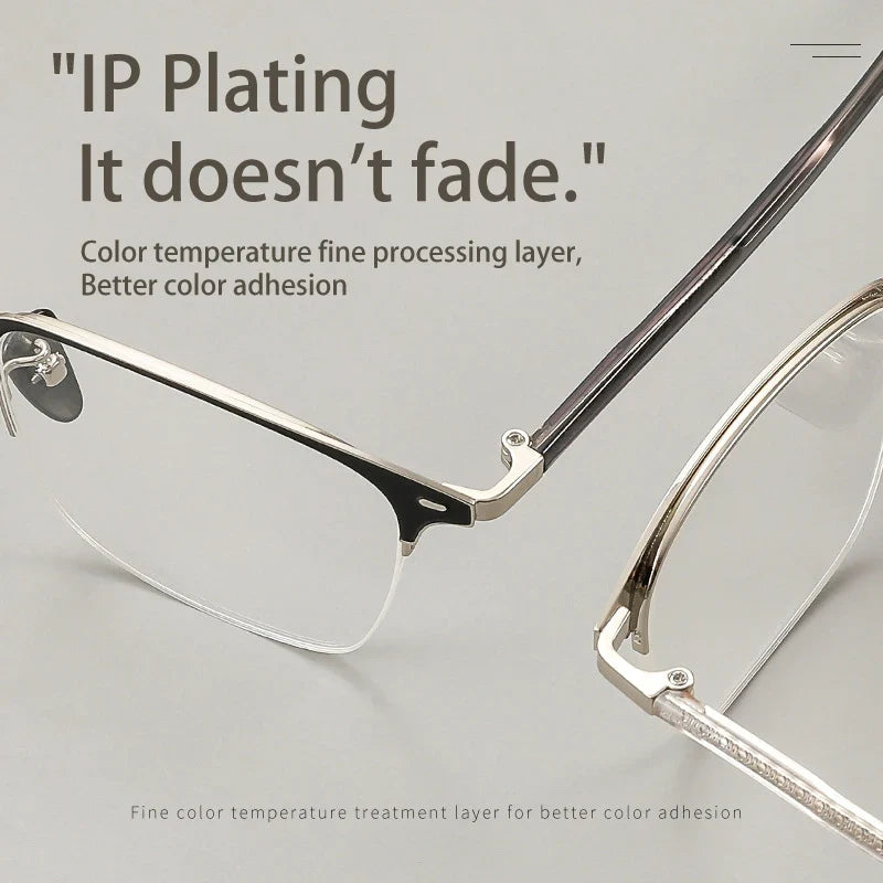 Classic Business Half Rim Eyeglasses Black Reading Glasses Men 888 Retro Anti-Blue Light Frames Customizable prescriptions