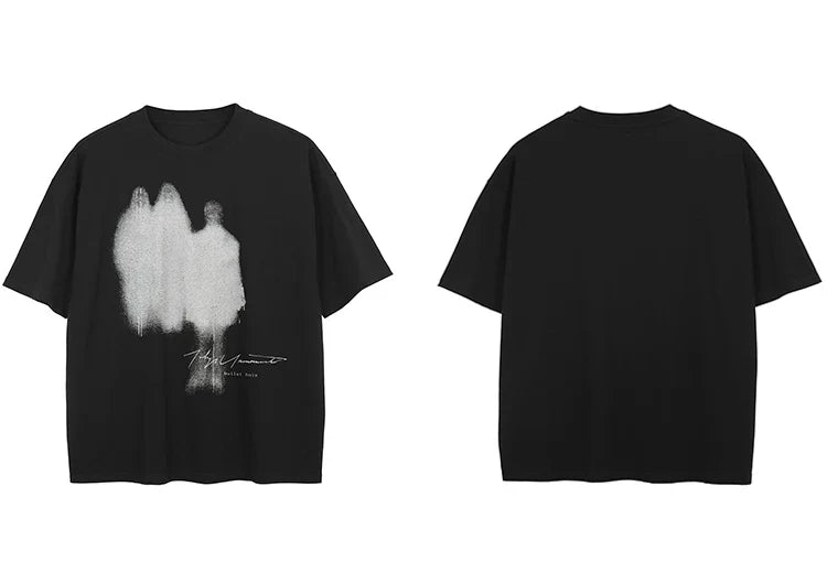 T-Shirt Streetwear Shadow Graphic T Shirt Cotton Hipster Men Tshirt Unisex Tops Tees Black Hip Hop Clothing