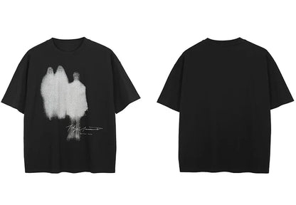 T-Shirt Streetwear Shadow Graphic T Shirt Cotton Hipster Men Tshirt Unisex Tops Tees Black Hip Hop Clothing