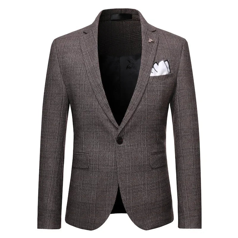 Men's Suit 3 Piece, Business Casual Jacket Vest with Trousers, Gray Dark Brown Slim Fit Suit, Asian Size M-5XL