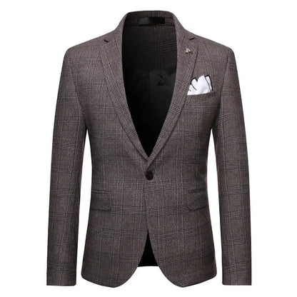 Men's Suit 3 Piece, Business Casual Jacket Vest with Trousers, Gray Dark Brown Slim Fit Suit, Asian Size M-5XL