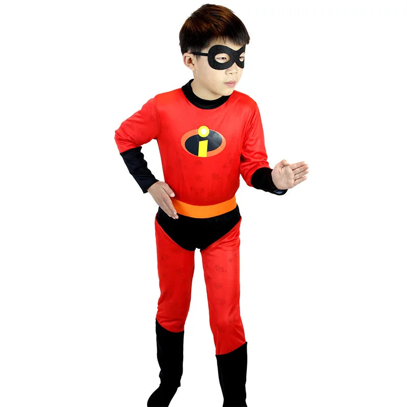 Girls Boys Vi o let Cosplay Costume Halloween Super Hero Costume Jumpsuit Incredibles Costume Kids Jack Fancy Dress Mask Party