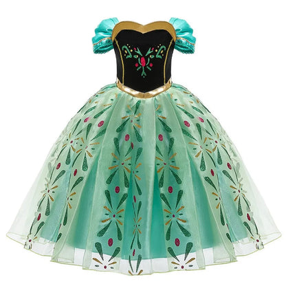 2026 Kid Elsa Anna Costume Girl Birthday Floral Dress Children Snow Queen Performance Fantasy Princess Evening Halloween Costume