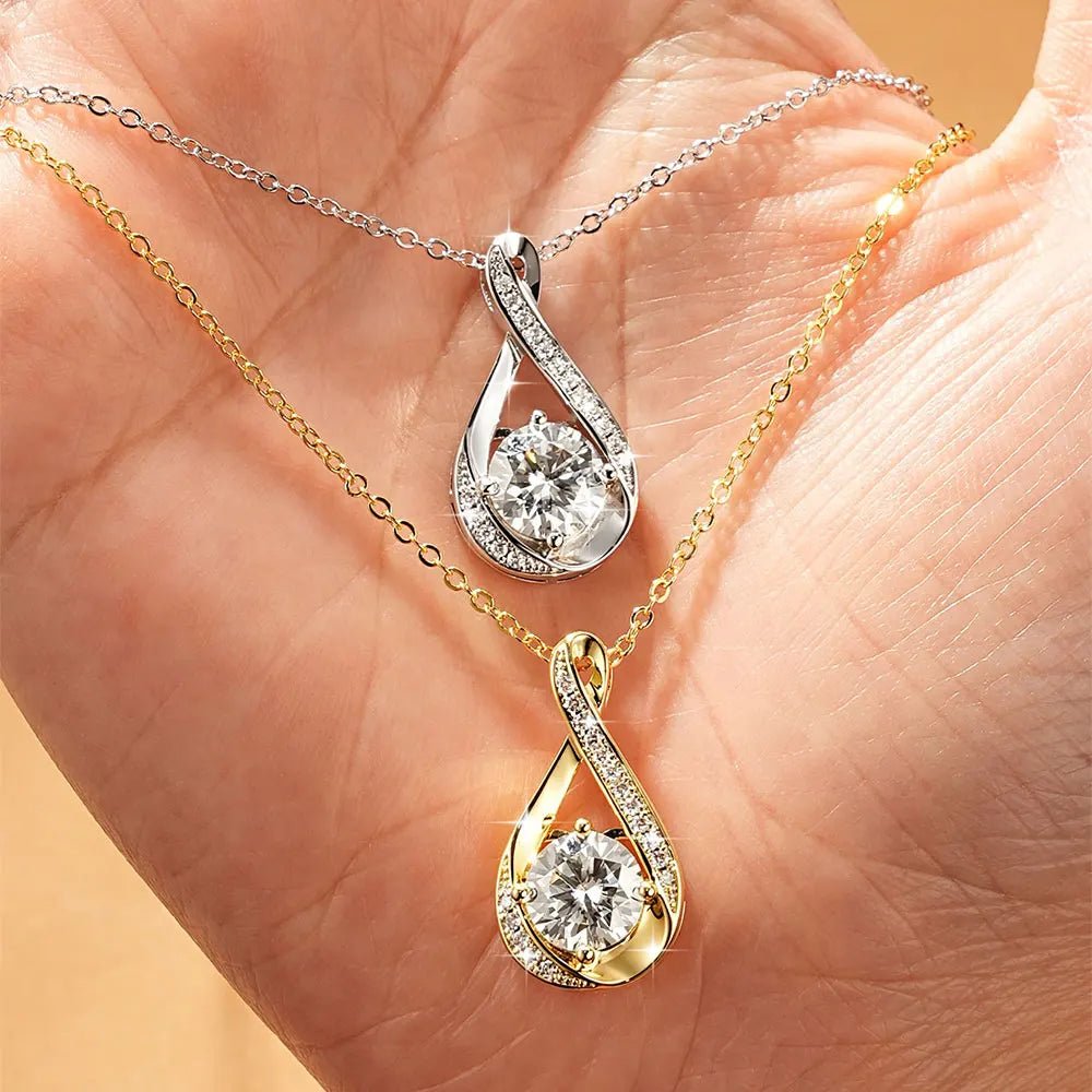 8MM 2.0CT Round Cut Moissanite Necklace 14K Gold Filled Infinity Pendant Necklace for Women Wedding Jewelry Gift