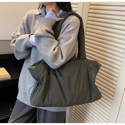 Fashion Winter Women Shoulder Bag Large Simple Shopping Commuting Bag Simple and Practical Textured Casual Versatile Tote Bag