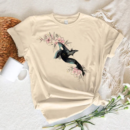 Whale tshirt women streetwear graphic Japanese t shirt female y2k graphic designer clothing