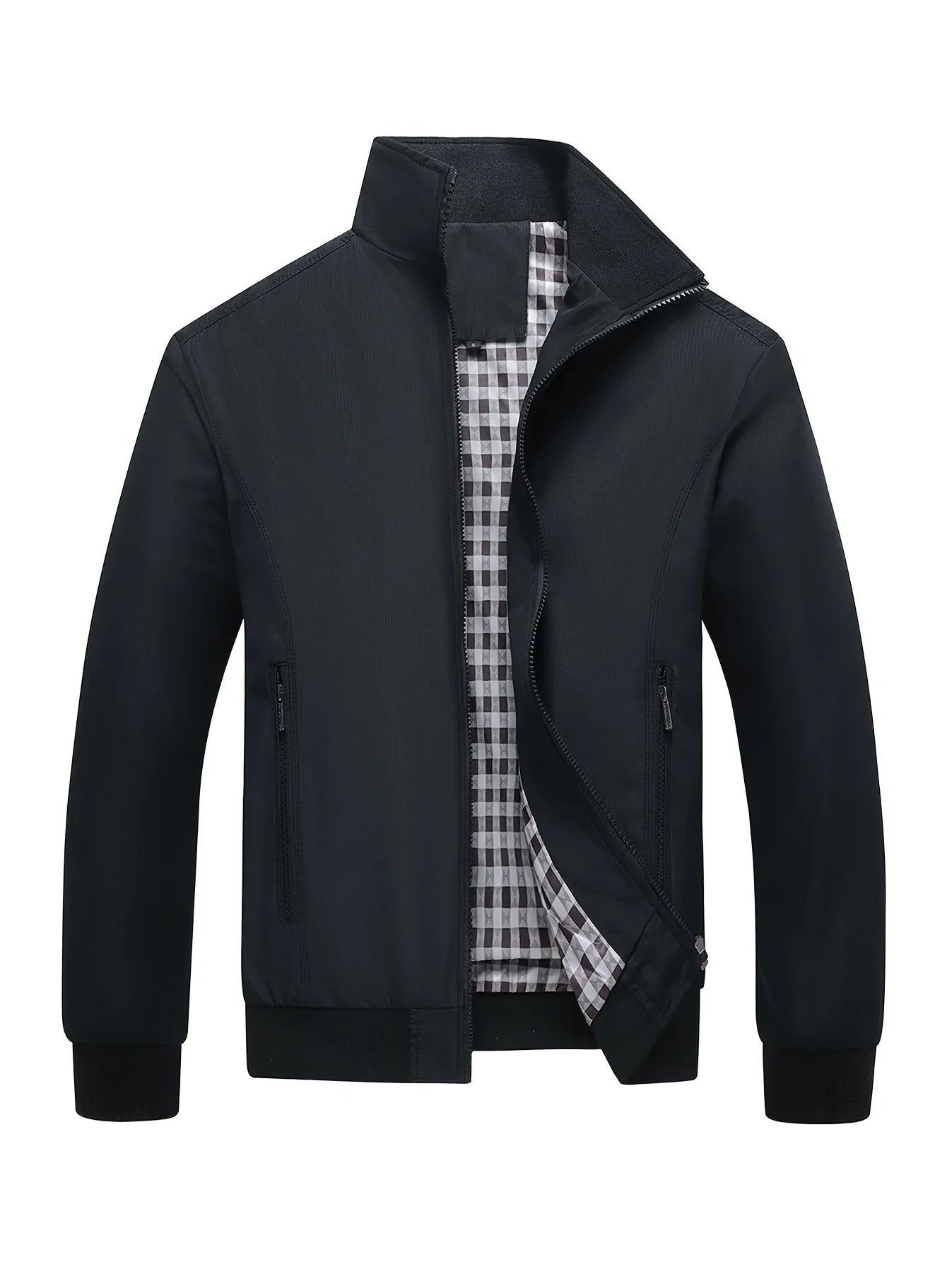 Men's Classic Design Sports Jacket, Casual Baseball Collar Zipper, Spring and Autumn Solid Color, Fashionable Daily Wear Jacket