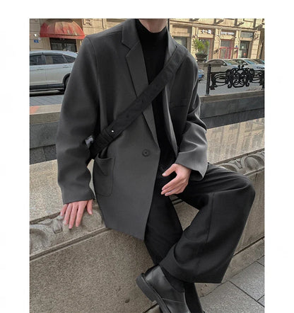 Spring Summer Men Formal Blazers Men Korean Fashion Loose Casual Dress Jacket Men Harajuku Social Suit Jacket Clothing