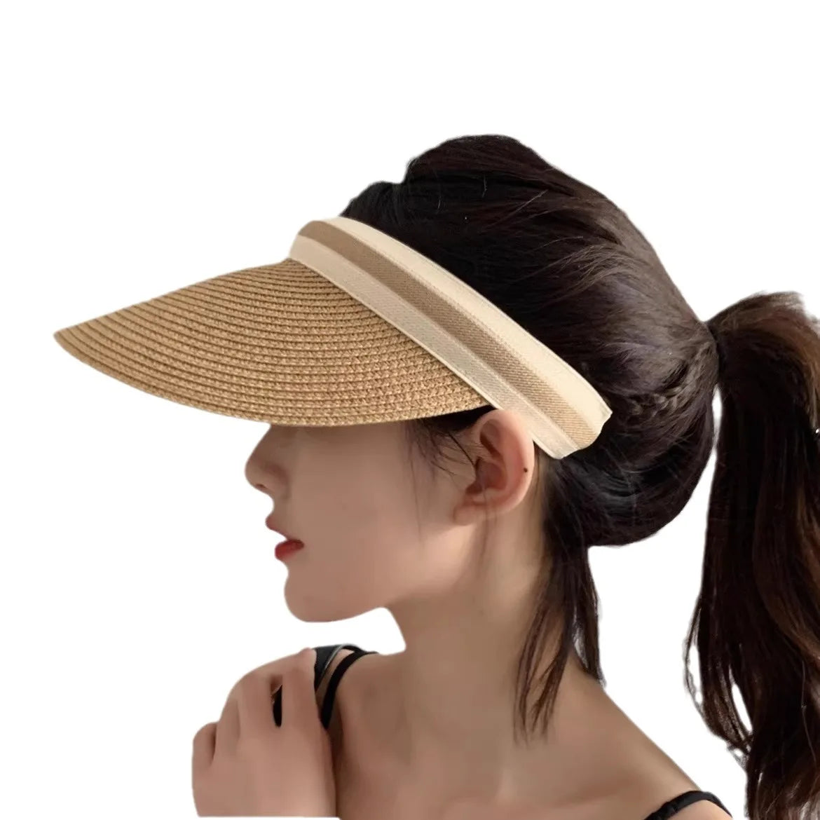 Women Summer Empty Top Sun Hat Female Outdoor Visor Cap Casual Shade Hat Straw Wide Large Brim Beach Sunhat Lady