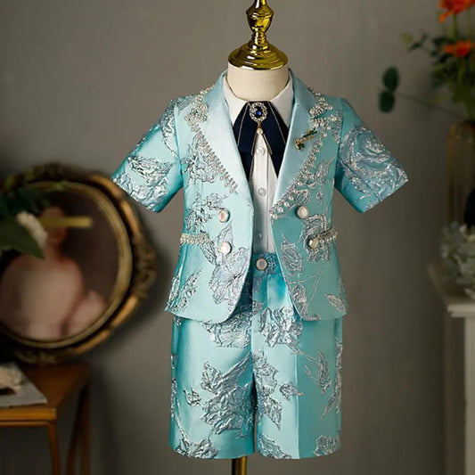 5PCS Children's Suit New Fashion Stage Boys' Piano Performance Clothes Wedding Birthday Baptism Party Prom Dress For Eid A2175