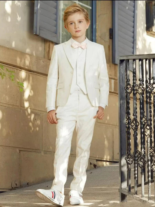 2026 New Boys Slim Fit Suits 3 Pieces Stage Formal Blazer Sets Autumn Long Sleeved Kids Tuxedo For Birthday Plus Size Suit Set