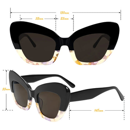 Trendy Retro Sunglasses Asymmetric Color Block Cat Frame UV400 for Women Men Polarized Daily Cool Style Modern Fasion