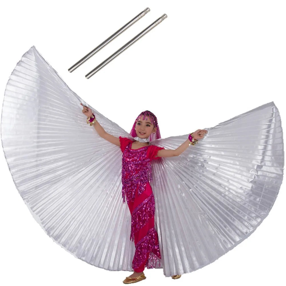 Wings Costumes Kids Belly Dance Dress for Girls Gift Bellydancing Clothes Bollywood Dancewear Children Cosplay Wings with Sticks