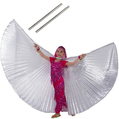Wings Costumes Kids Belly Dance Dress for Girls Gift Bellydancing Clothes Bollywood Dancewear Children Cosplay Wings with Sticks
