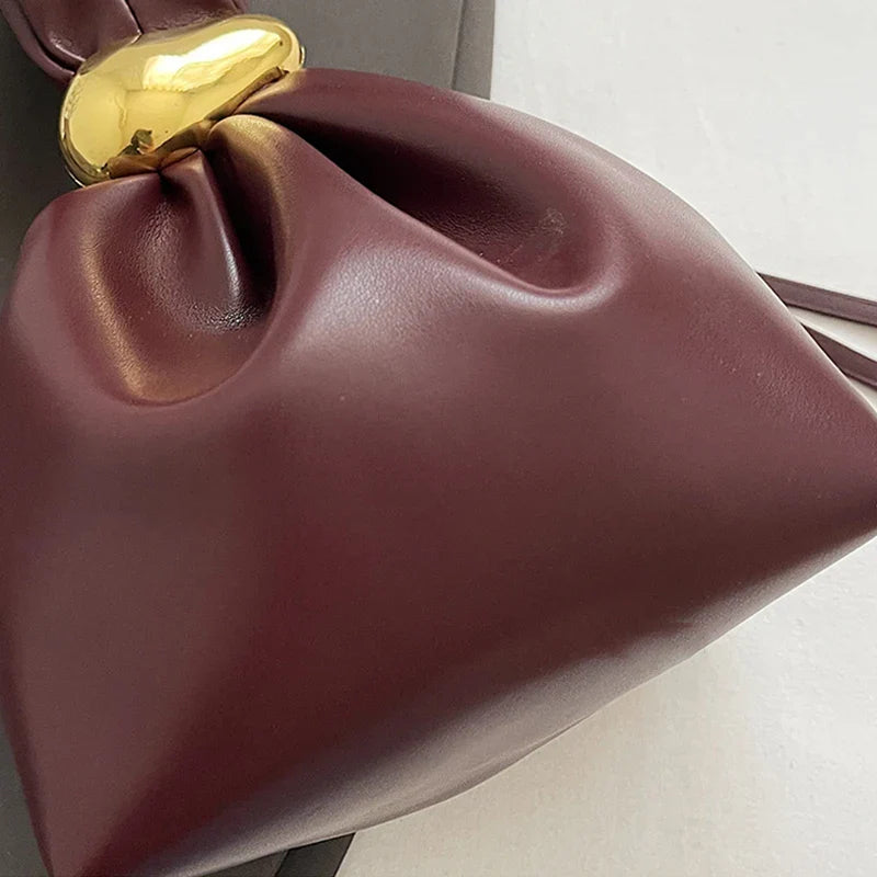 Design Mini Pu Leather Dumpling Niche Clutch Bags for Women Fashion Knotted Female Retro Shoulder Bag Wrist Handbags and Purses