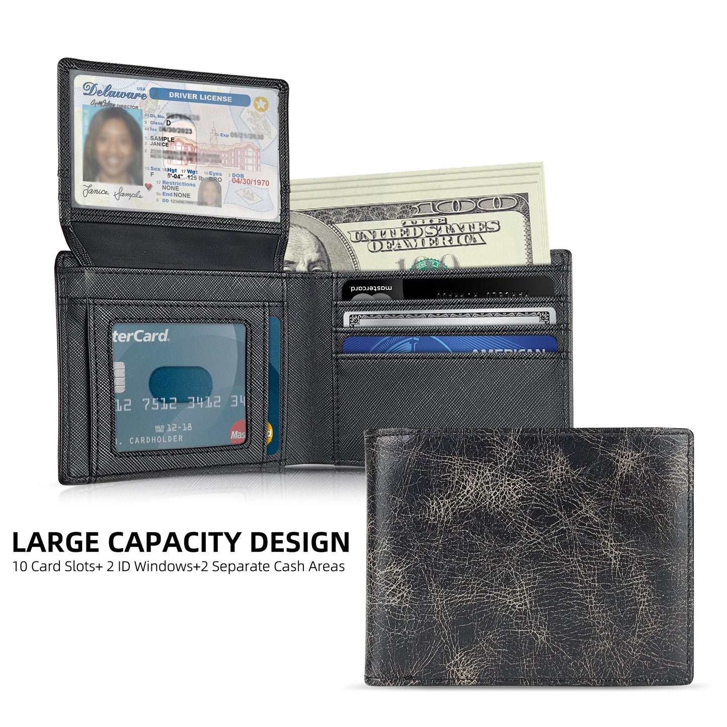 Men's slim wallet credit card ID holder casual men's leather short multi-card wallet business men's wallet
