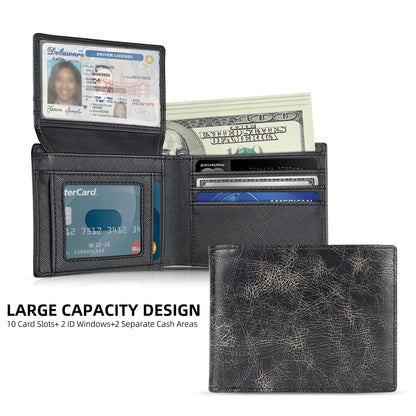 Men's slim wallet credit card ID holder casual men's leather short multi-card wallet business men's wallet