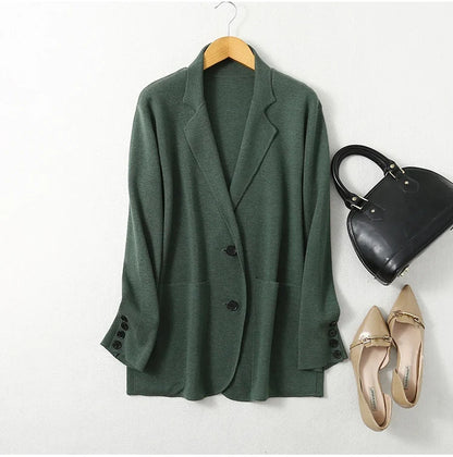 Women Blazer Cashmere Silk Blends Solid Colors Camel Long Sleeve Buttons Down Fashion Jacket Coat  Winter Warm XL XXL LY051
