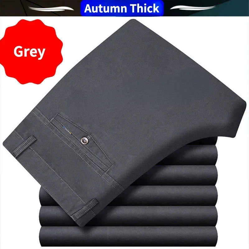 100% Cotton Summer Thin Suit Pants Mens Casual Autumn Thick Classic Business Fashion Stretch Trousers Male Brand Clothes KOACUS