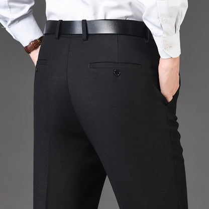 Hight Waist Wool Trousers Cashmere Suit Pant For Men Loose Striped  Classic Straight Formal Mens Dress Pants Business Size 42 44