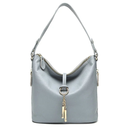Elegant Women Red Leather Handbag 100% Genuine Leather Lady Hobo Bag Charming Ring Medium Shoulder Bag Bright Yellow Bags